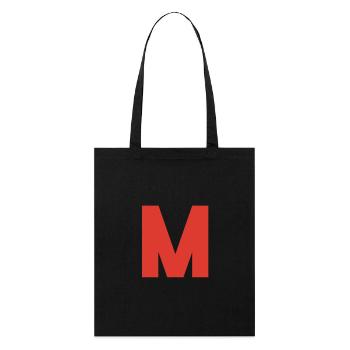 Logo rouge M sur fond noir - Tote bag bio Stanley/Stella - noir - Devant