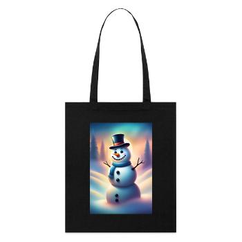 Bonhomme de neige hivernal heureux - Tote bag bio Stanley/Stella - noir - Devant