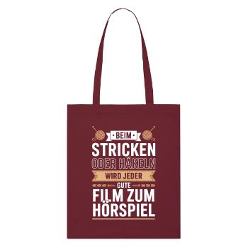 Stitching Film Night Tee - Stanley/Stella Organic Tote Bag - burgundy - Front