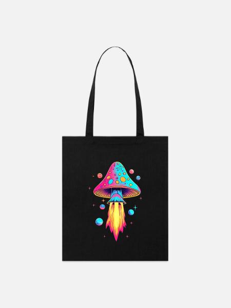 Psychedelic Mushroom Rocket - Stanley/Stella Bio-Stoffbeutel - Schwarz