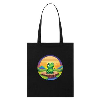 Retro Pixel Frog - Stanley/Stella Organic Tote Bag - black - Front