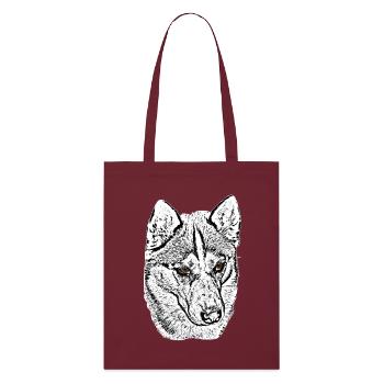 Wolfskopf Husky Linienzeichnung braune Augen - Stanley/Stella Bio-Stoffbeutel - Burgunderrot - Vorne