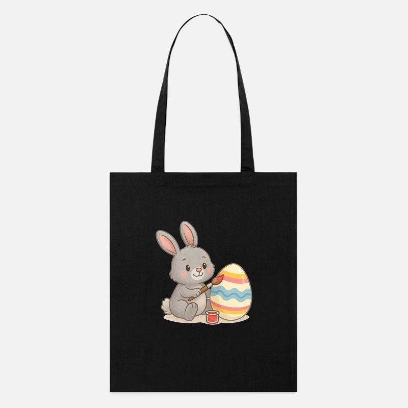 Easter Bunny Painted Egg – Cute Easter Design - Stanley/Stella Organic Tote Bag - black
