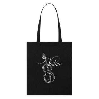 Elegante Violine Geige - Stanley/Stella Bio-Stoffbeutel - Schwarz - Vorne