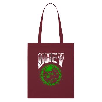 Obey Illustration Fett Grün Virus Schädel - Stanley/Stella Bio-Stoffbeutel - Burgunderrot - Vorne