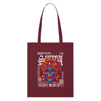 Crâne surréaliste Champignons psychédéliques en pleine floraison - Tote bag bio Stanley/Stella - bordeaux - Devant