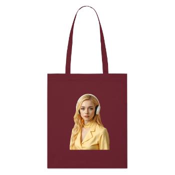 Golden-haired Gamer Girl Wearing Headphones - Stanley/Stella Organic Tote Bag - burgundy - Front