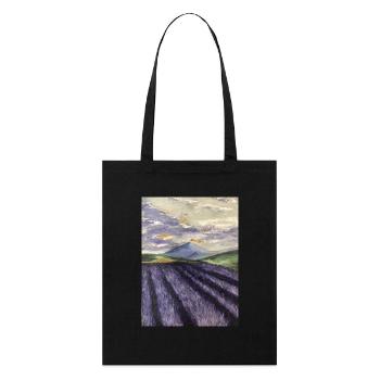 Ölgemälde Lavendel Lavendelfeld lila Landschaft - Stanley/Stella Bio-Stoffbeutel - Schwarz - Vorne