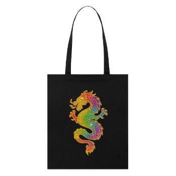 Dragon arc-en-ciel doré - Tote bag bio Stanley/Stella - noir - Devant