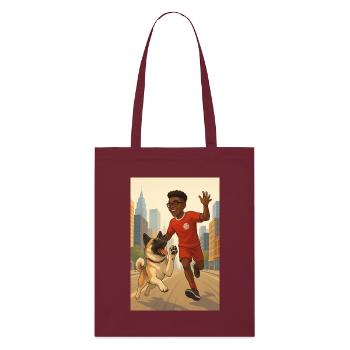 Course en ville avec un chien - Tote bag bio Stanley/Stella - bordeaux - Devant