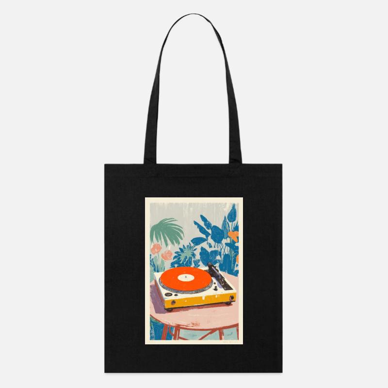 Tropical Turntable Vibe - Stanley/Stella Organic Tote Bag - black
