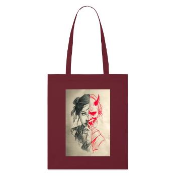 Portrait de dualité : Femme et Oni - Tote bag bio Stanley/Stella - bordeaux - Devant