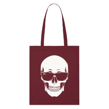 Skeleton with sunglasses in black and white vector - Stanley/Stella Organic Tote Bag - burgundy - Front