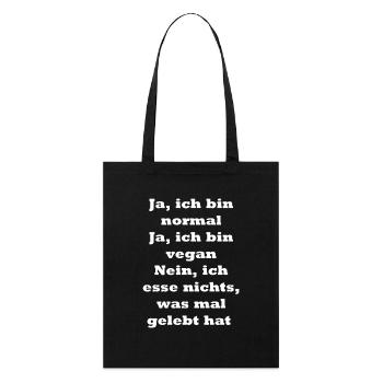 veganer Spruch - Stanley/Stella Bio-Stoffbeutel - Schwarz - Vorne