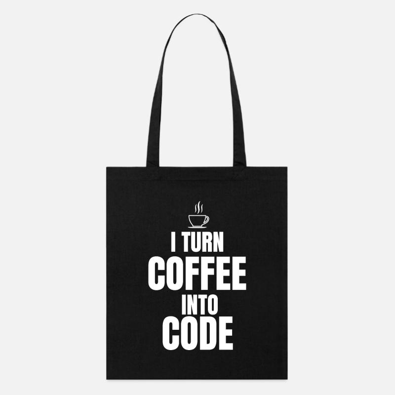 I Turn Coffee Into Code - Stanley/Stella Organic Tote Bag - black