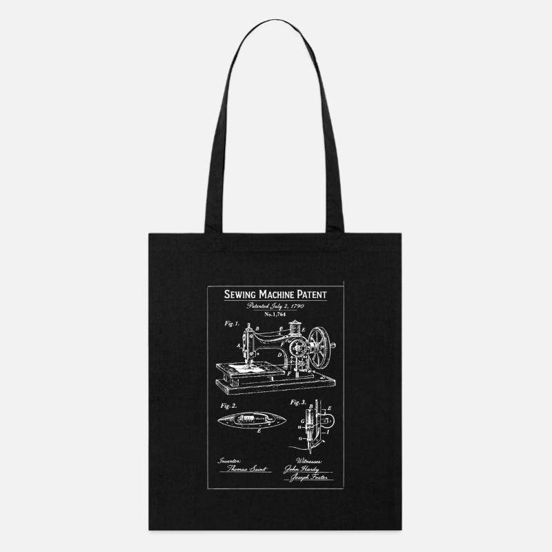 Brevet de plan de machine à coudre vintage - Tote bag bio Stanley/Stella - noir