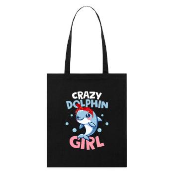 Crazy Dolphin Girl Beach Vacation Marine Biology - Stanley/Stella Organic Tote Bag - black - Front