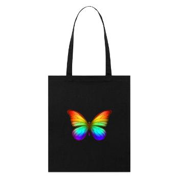 Regenbogen Schmetterling Farbenfrohes Natur Design - Stanley/Stella Bio-Stoffbeutel - Schwarz - Vorne