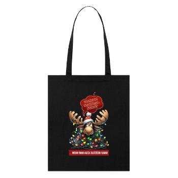 LUSTIGER ELCH | Weihnachtspulli | ugly sweater - Stanley/Stella Bio-Stoffbeutel - Schwarz - Vorne