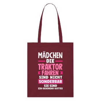 Girls driving tractors are weird - Stanley/Stella Organic Tote Bag - burgundy - Front