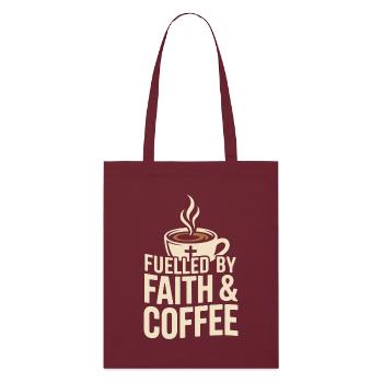 Fuelled By Faith & Coffee Glaube Und Kaffee - Stanley/Stella Organic Tote Bag - burgundy - Front