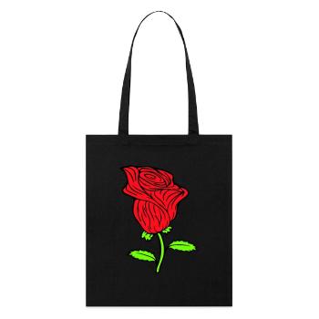 Jolie belle fleur de rose feuille roses romantique - Tote bag bio Stanley/Stella - noir - Devant