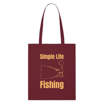 Simple Life Fishing - Stickman Style - Stanley/Stella Organic Tote Bag - burgundy - Front