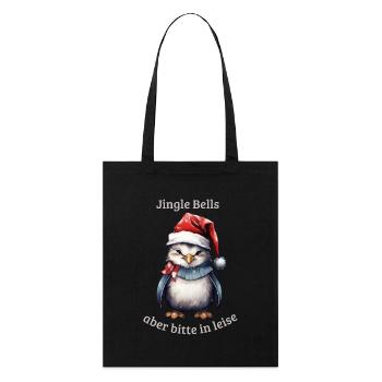 Noël - Pingouin au chapeau de Père Noël - Tote bag bio Stanley/Stella - noir - Devant