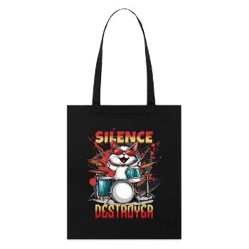 Schlagzeug Drums Silence Destroyer Katze Lustig - Stanley/Stella Bio-Stoffbeutel - Schwarz - Vorne