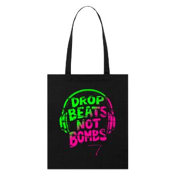 Drop Beats Not Bombs green pink - Stanley/Stella Organic Tote Bag - black - Front