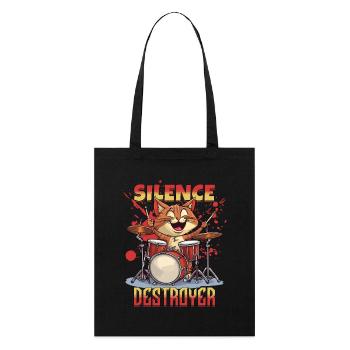 Schlagzeug Drums Silence Destroyer Katze Lustig - Stanley/Stella Bio-Stoffbeutel - Schwarz - Vorne