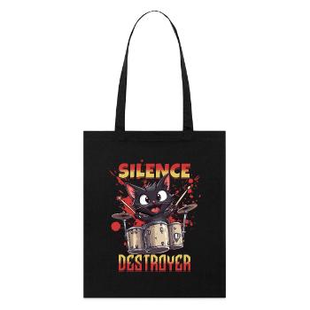 Schlagzeug Drums Silence Destroyer Katze Lustig - Stanley/Stella Bio-Stoffbeutel - Schwarz - Vorne