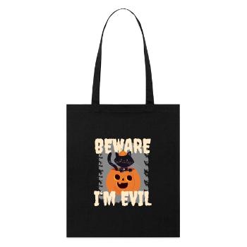 Cute Halloween Cat Funny Saying - Stanley/Stella Organic Tote Bag - black - Front