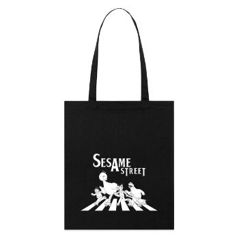 Sesamstraße Design Zebrastreifen Klassiker - Stanley/Stella Bio-Stoffbeutel - Schwarz - Vorne