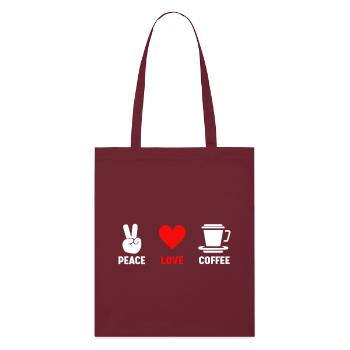 Peace Love Coffee - Stanley/Stella Organic Tote Bag - burgundy - Front
