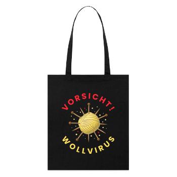 VORSICHT! Wollvirus - Stanley/Stella Bio-Stoffbeutel - Schwarz - Vorne