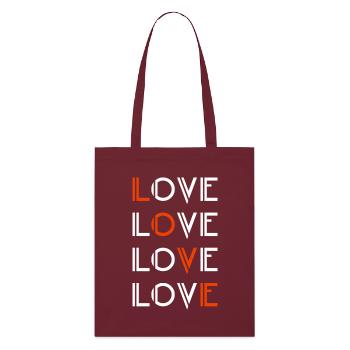 Love / Liebe - Stanley/Stella Bio-Stoffbeutel - Burgunderrot - Vorne