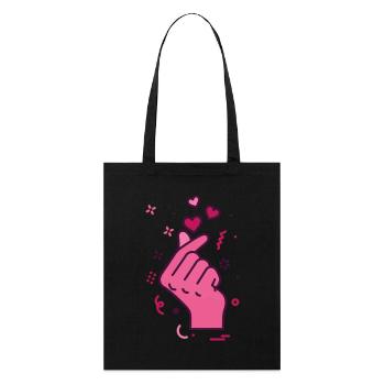 Kpop Musique coréenne Doigts mignons Cœur Amour Corée - Tote bag bio Stanley/Stella - noir - Devant