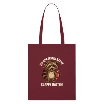 Raccoon Coffee Shut Up - Stanley/Stella Organic Tote Bag - burgundy - Front