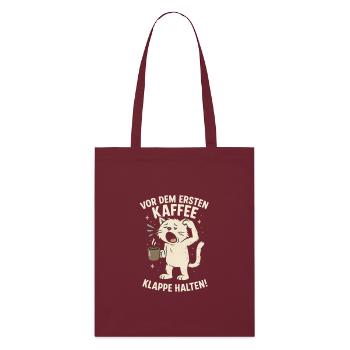 Kaffee Katze Montag Arbeit Büro Spruch - Stanley/Stella Bio-Stoffbeutel - Burgunderrot - Vorne