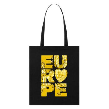Europen Map inside Bold 'EUROPE' letters, Yellow - Stanley/Stella Organic Tote Bag - black - Front