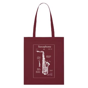 Noir-Saxophon-Bauplan - Stanley/Stella Bio-Stoffbeutel - Burgunderrot - Vorne