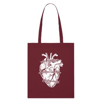 Barbed Wire Heart - Stanley/Stella Organic Tote Bag - burgundy - Front