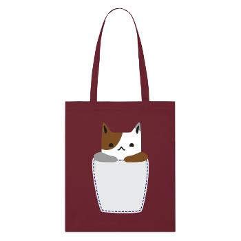 Poche poitrine avec chat - Tote bag bio Stanley/Stella - bordeaux - Devant