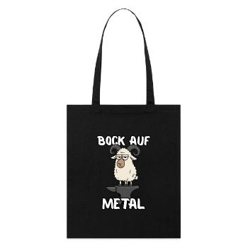 Lust auf Metal – Cartoon-Schaf für Metalfans - Stanley/Stella Bio-Stoffbeutel - Schwarz - Vorne