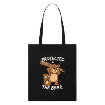 Protected by the Bear – Cartoon Design - Stanley/Stella Bio-Stoffbeutel - Schwarz - Vorne