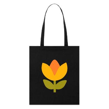 70s Flower Yellow Pattern Retro - Stanley/Stella Organic Tote Bag - black - Front