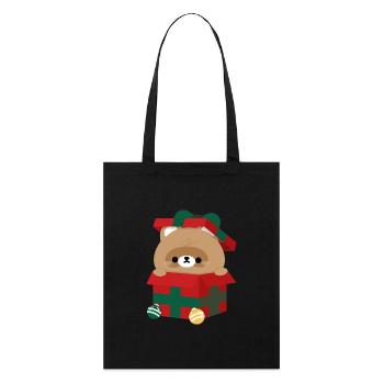 Biber Weihnachtsgeschenk - Stanley/Stella Bio-Stoffbeutel - Schwarz - Vorne