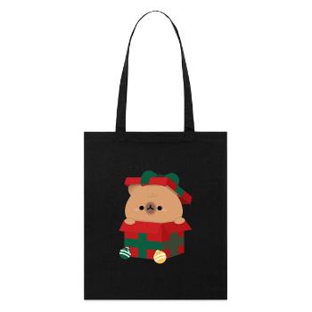 Capybara Weihnachtsgeschenk - Stanley/Stella Bio-Stoffbeutel - Schwarz - Vorne