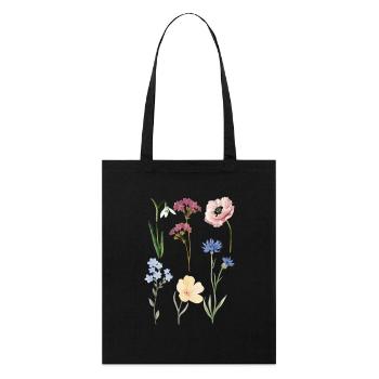 Plantes Fleurs Floraison - Tote bag bio Stanley/Stella - noir - Devant